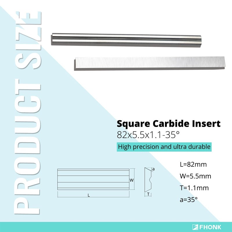 FHONK 3-1/4inch Carbide Hand Planer Replacement Blades, for Woodturning Replacement Cutter Knives, for Craftsman, Bosch, Milwaukee, Makita, DeWalt, Ryobi 3-1/4 Planer, 10-Pack (82x5.5x1.1) - Image 2
